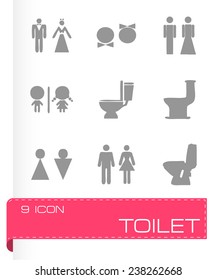 Vector toilet icon set on grey background