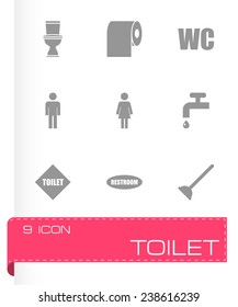 Vector toilet icon set on grey background