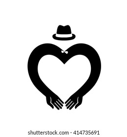 Vector toilet icon. Style flat symbol heart, black color, on a white background.