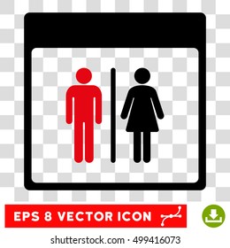 Vector Toilet Persons Calendar Page EPS vector pictograph. Illustration style is flat iconic bicolor intensive red and black symbol on a transparent background.