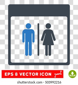 Vector Toilet Persons Calendar Page EPS vector pictogram. Illustration style is flat iconic bicolor smooth blue symbol on a transparent background.
