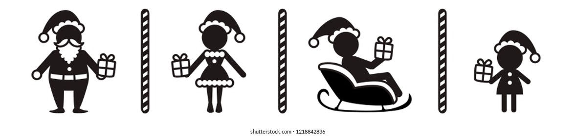 Vector toilet sign for christmas, flat design
Man And Woman Wearing Santa Claus Hat. Handicap Sign