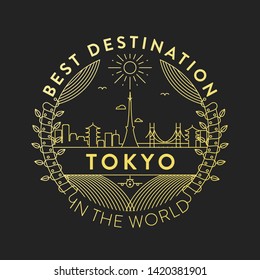 Vector Tokyo City Badge, Linear Style