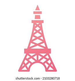 Vector Tokyo Tower Glyph Gradient Icon Design
