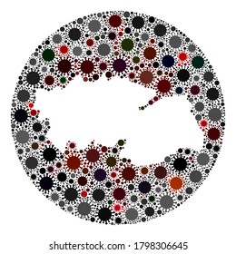 Provinz Vector Toledo Karte Sammlung von Grippevirus. Infektionen greifen das Sperrgebiet von außen an. Hole Kreis Toledo Provinz Karte Collage gebildet mit Infektionen Teile gebildet.