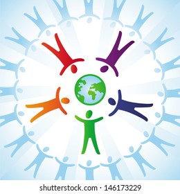 Vector tolerance  concept - people icons and globe in rainbow colors