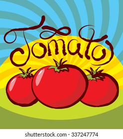 tomate vectorial con inscripción caligráfica