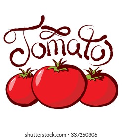 vector tomato with calligraphic inscription