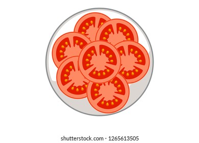 Vector tomato in a dish on a white background