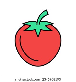 Vector Tomato icon Vegetables logo. Thin line art design, vector illustration on white background