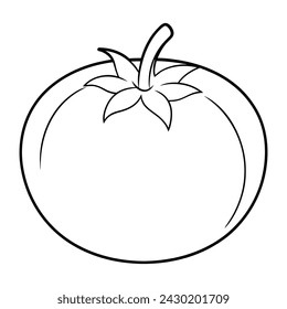 Vector of tomato illustration coloring page for kids