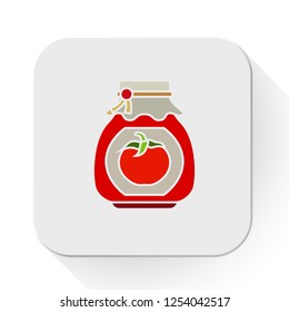 vector tomato jar icon. Flat illustration of ketchup jar. tomato sauce isolated on white background. cooking sign symbol - tomato container