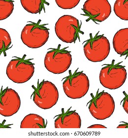 Vector tomato seamless pattern. Vector food background