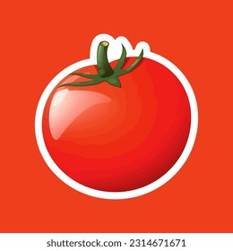 Vector tomato sticker flat design isolated on white background food vegetables illustration suitable for web landing pages, banners, flyers, stickers, cards, etc.