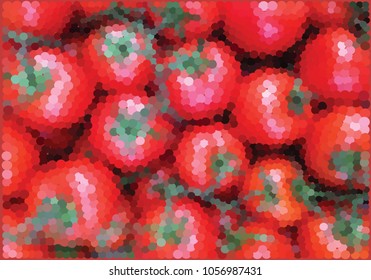 Vector Tomatoes dots illustration in red and green colors palette