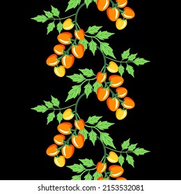 Vector - Tomatoes seamless garland. Vegetables template.