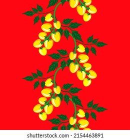 Vector: huerta sin costura de tomates. Plantilla de verduras.