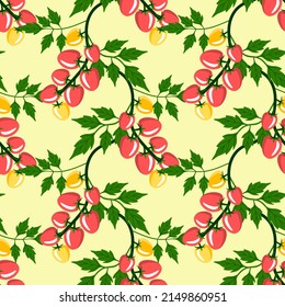Vector - Tomatoes seamless pattern, watercolor illustration.