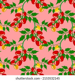 Vector - Tomatoes seamless pattern, watercolor illustration.