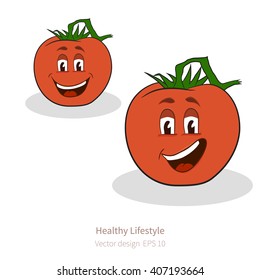 Vector Tomatoes with stylized cartoon look, with face