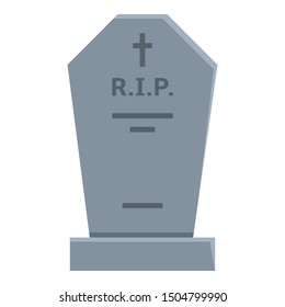 Vector Tombstone Icon. Flat Illustration of Gray Headstone