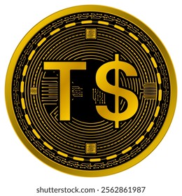 Vector of Paʻanga Tonga Digital Currency in gold and black colors on a white background.