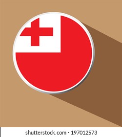 Vector - Tonga flag button icon with long shadow