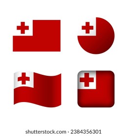 Vector Tonga National Flag Icons Set