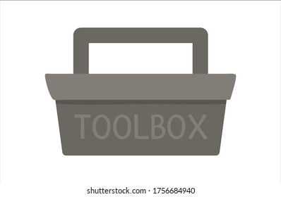 Vector tool box icon. Flat colored illustration of container. Building, carpenter equipment for card, poster or flyer design. Woodwork, repair service or craft workshop concept