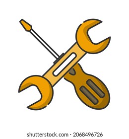 Icono de línea rellena de herramienta de vector, color monótono con sombra pequeña fondo blanco
