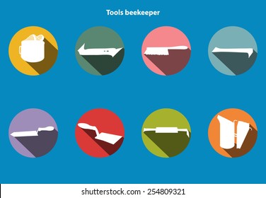 Vector tool kit of the beekeeper. Flat infographics