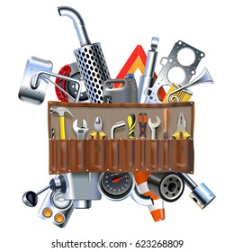 Vector Tool Kit With Car Spares