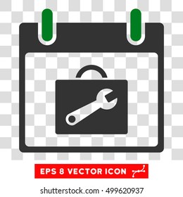 Vector Toolbox Calendar Day EPS vector pictogram. Illustration style is flat iconic bicolor green and gray symbol on a transparent background.