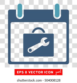 Vector Toolbox Calendar Day EPS vector pictograph. Illustration style is flat iconic bicolor cyan and blue symbol on a transparent background.