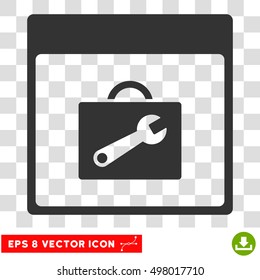 Vector Toolbox Calendar Page EPS vector pictograph. Illustration style is flat iconic gray symbol on a transparent background.