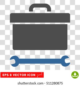 Vector Toolbox EPS vector pictograph. Illustration style is flat iconic bicolor cobalt and gray symbol on a transparent background.