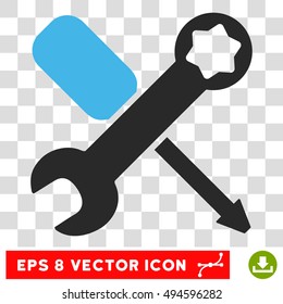 Vector Tools EPS vector pictogram. Illustration style is flat iconic bicolor blue and gray symbol on a transparent background.