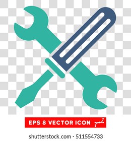 Vector Tools EPS vector pictograph. Illustration style is flat iconic bicolor cobalt and cyan symbol on a transparent background.