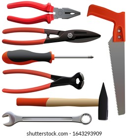 Kit de herramientas de vectores aislado en fondo blanco