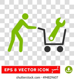 Vector Tools Shopping EPS vector pictograph. Illustration style is flat iconic bicolor eco green and gray symbol on a transparent background.