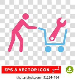 Vector Tools Shopping EPS vector pictograph. Illustration style is flat iconic bicolor pink and blue symbol on a transparent background.