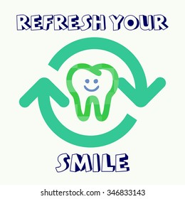 Vector of tooth and arrow symbol or icon