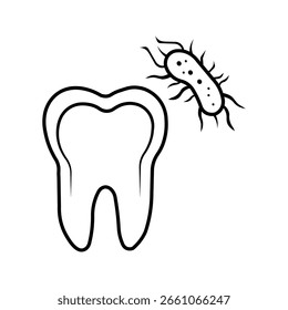  Icono de bacterias de dientes de Vector sobre fondo blanco
