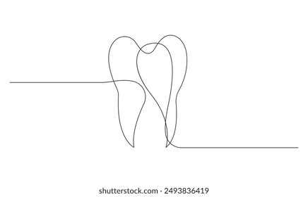 Vector tooth continuous line art outline drawing logo for dental clinic