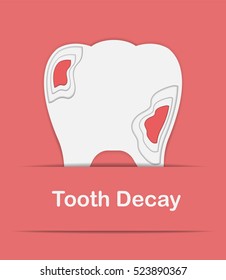 Vector tooth decay paper craft design with pink backgroun.Look like teeth with gums.modern trend illustration.