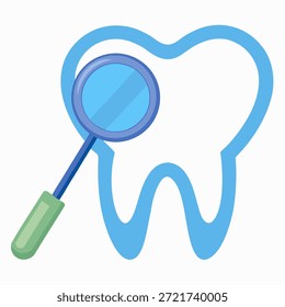 Vetor de espelho dentário e dentário sobre fundo branco.