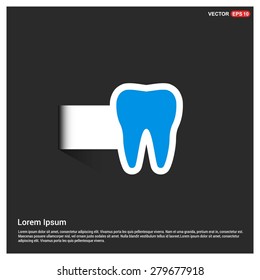 Vector Tooth Icon - abstract logo type icon - blue icon on white sticker on black background. Vector illustration