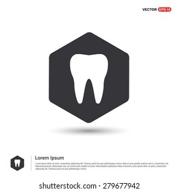 Vector Tooth Icon - abstract logo type icon - hexagon black background. Vector illustration