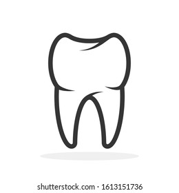Vector Tooth icon. Black tooth icon isolated. Tooth icon in linear design