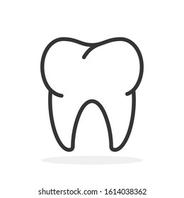 Vector Tooth icon. Black tooth icon isolated. Tooth icon in linear design